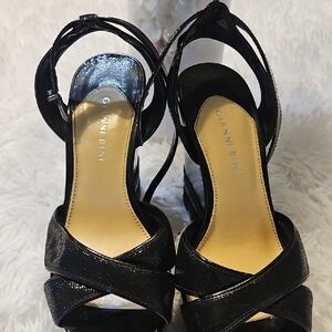 Gianni Bini Glossy Black Strappy Heels